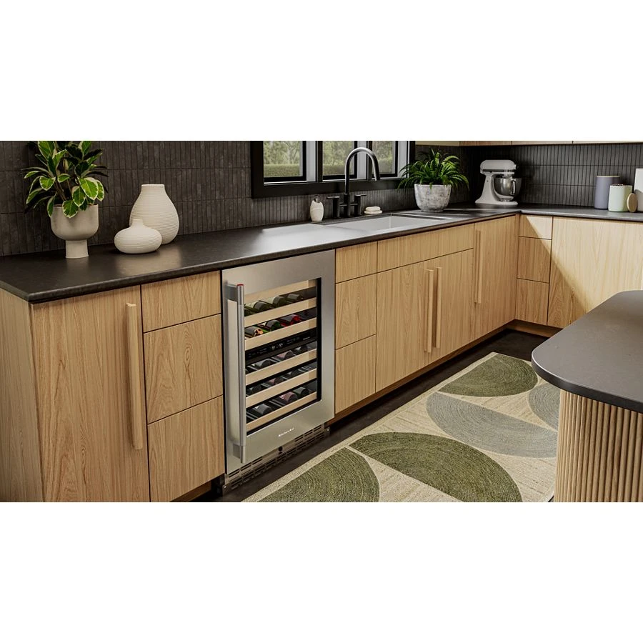 24" Undercounter Wine Cellar With Full-extension Wood-front Racks KUWR524SPS