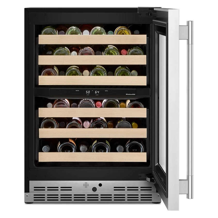 24" Undercounter Wine Cellar With Full-extension Wood-front Racks KUWR524SPS