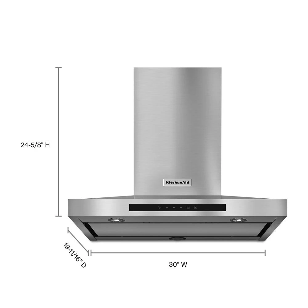 30" Wall-Mount, 3-Speed Canopy Hood KVWB600DSS