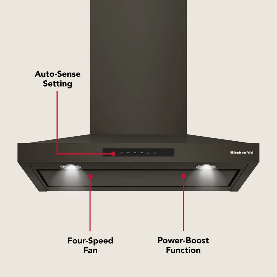 Kitchenaid® 30-inch Wall-mount, 4-speed Canopy Hood KVWC730SBE
