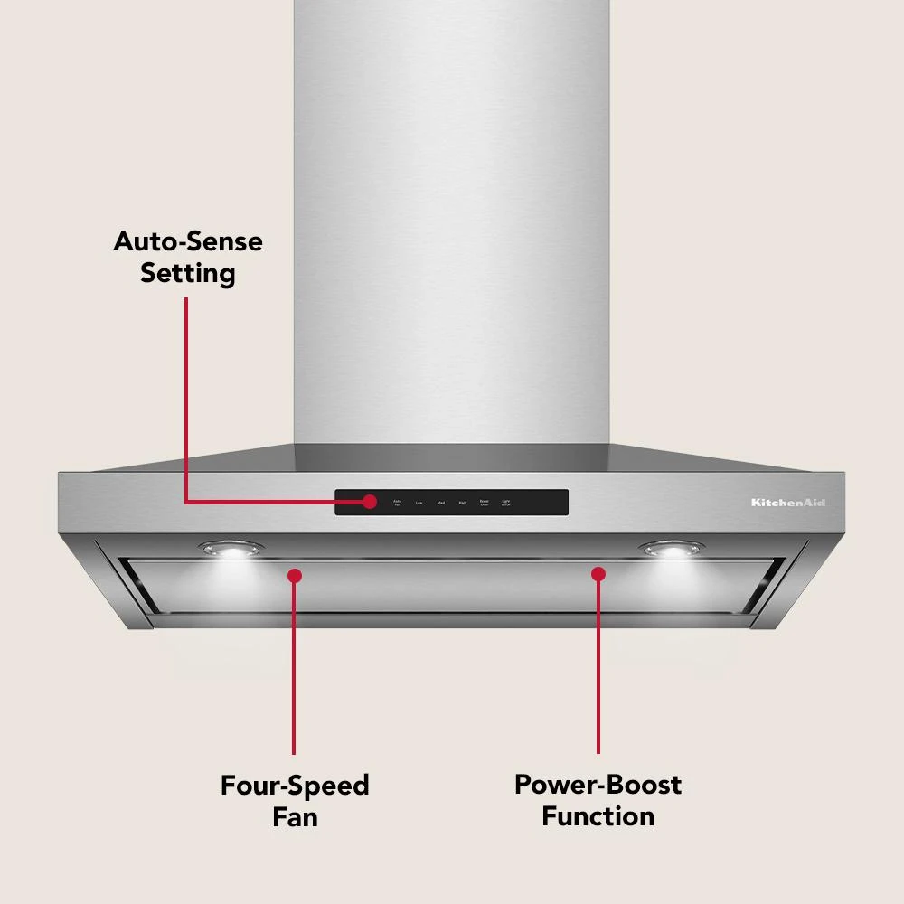 KitchenAid® 30-inch Wall-Mount, 4-Speed Canopy Hood view 2