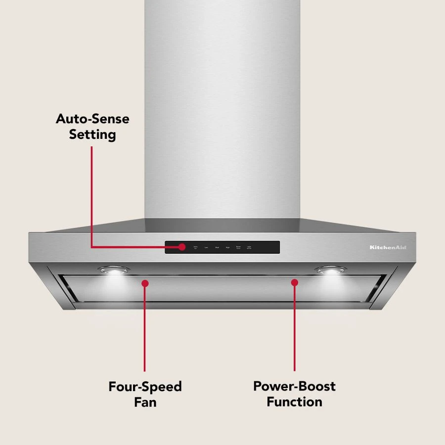 Kitchenaid® 30-inch Wall-mount, 4-speed Canopy Hood KVWC730SSS