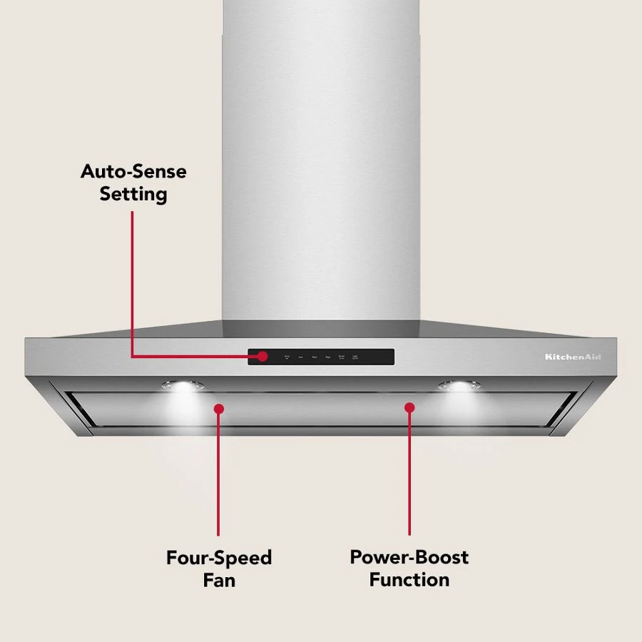 Kitchenaid® 36-inch Wall-mount, 4-speed Canopy Hood KVWC736SSS