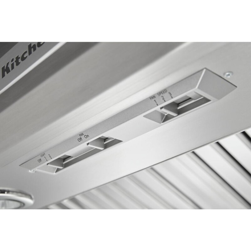 48'' 585 or 1170 CFM Motor Class Commercial-Style Wall-Mount Canopy Range Hood KVWC908JSS, product image 3 of 7