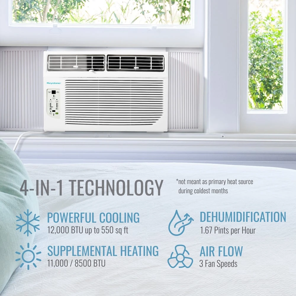 12,000 BTU Window Air Conditioner with Supplemental Heat KYST121HA, product image 3 of 14