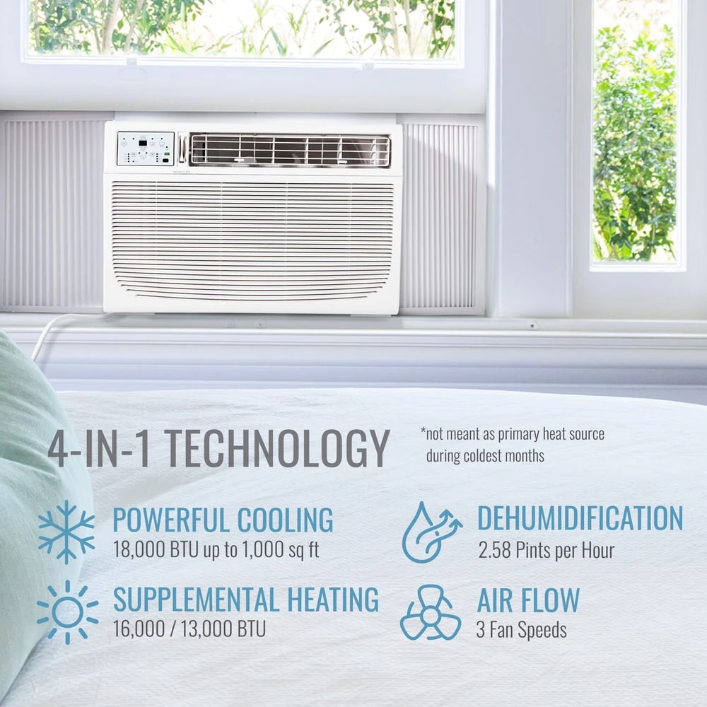 18,000 BTU Window Air Conditioner with Supplemental Heat KYST182HA, product image 3 of 14