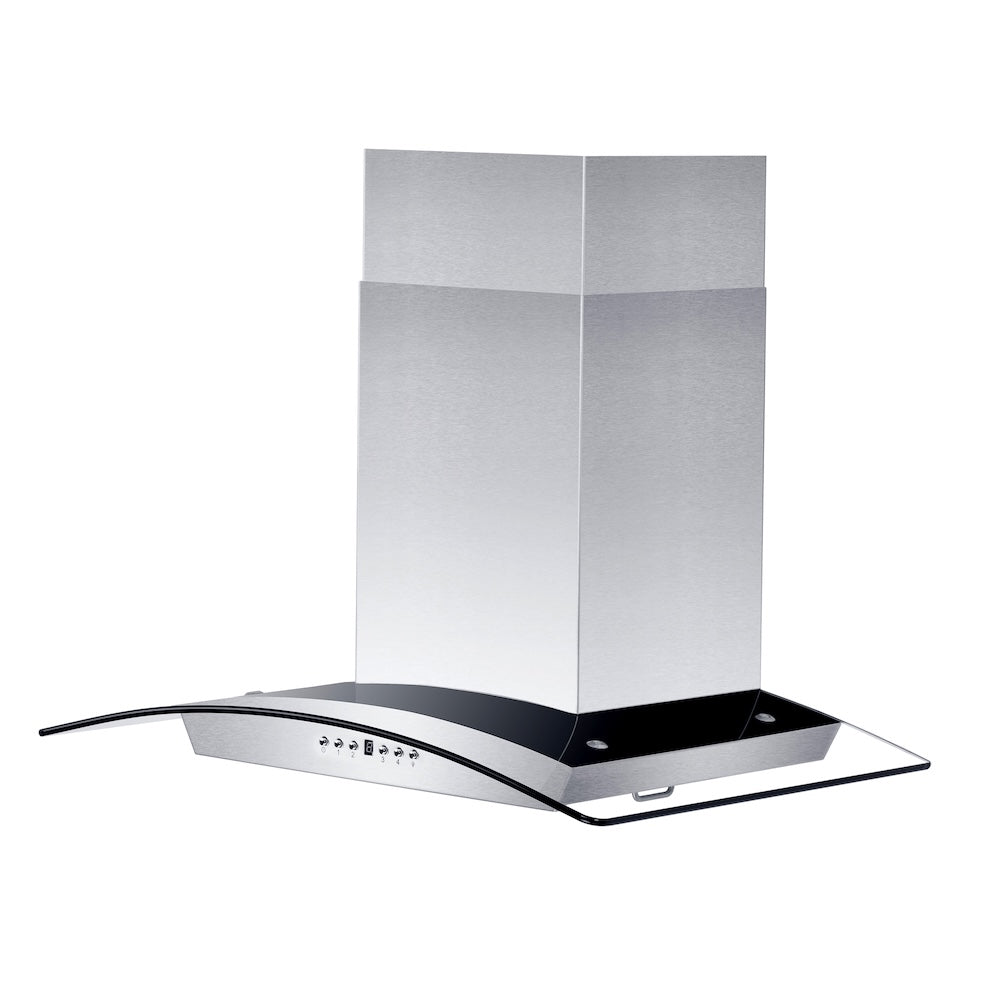 36 In. Convertible Vent Wall Mount Range Hood In Stainless Steel And Glass With Crown Molding KZCRN36