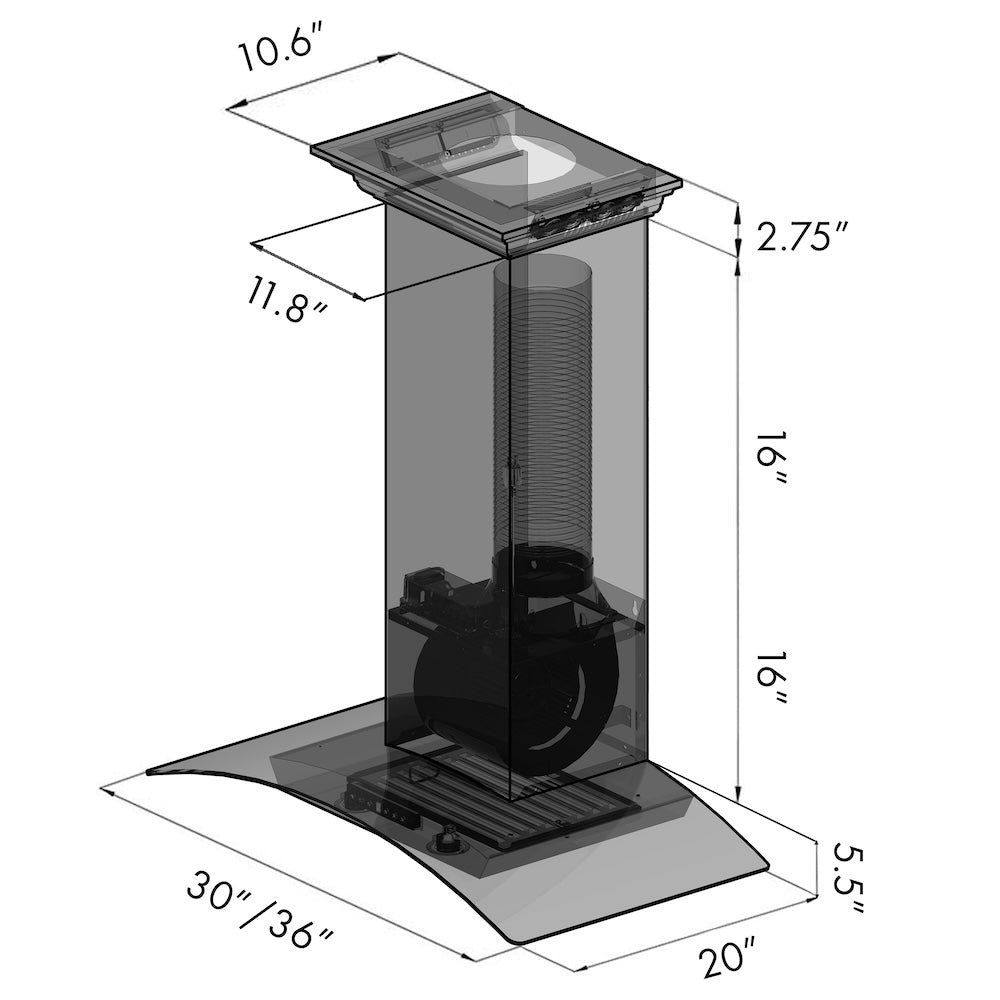 30 In. Crownsound™ Ducted Vent Wall Mount Range Hood In Stainless Steel And Glass With Built-in Bluetooth Speakers KZCRNBT30