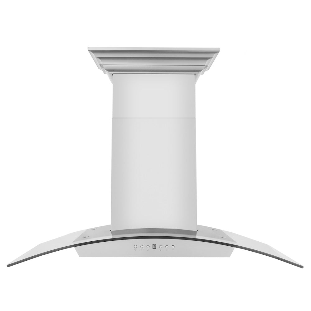 36 In. Crownsound™ Ducted Vent Wall Mount Range Hood In Stainless Steel And Glass With Built-in Bluetooth Speakers KZCRNBT36