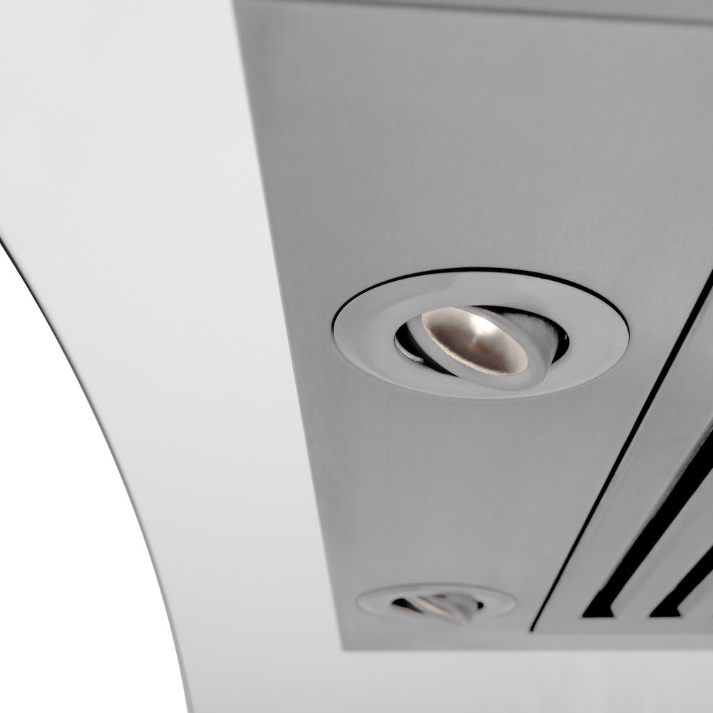36 In. Crownsound™ Ducted Vent Wall Mount Range Hood In Stainless Steel And Glass With Built-in Bluetooth Speakers KZCRNBT36