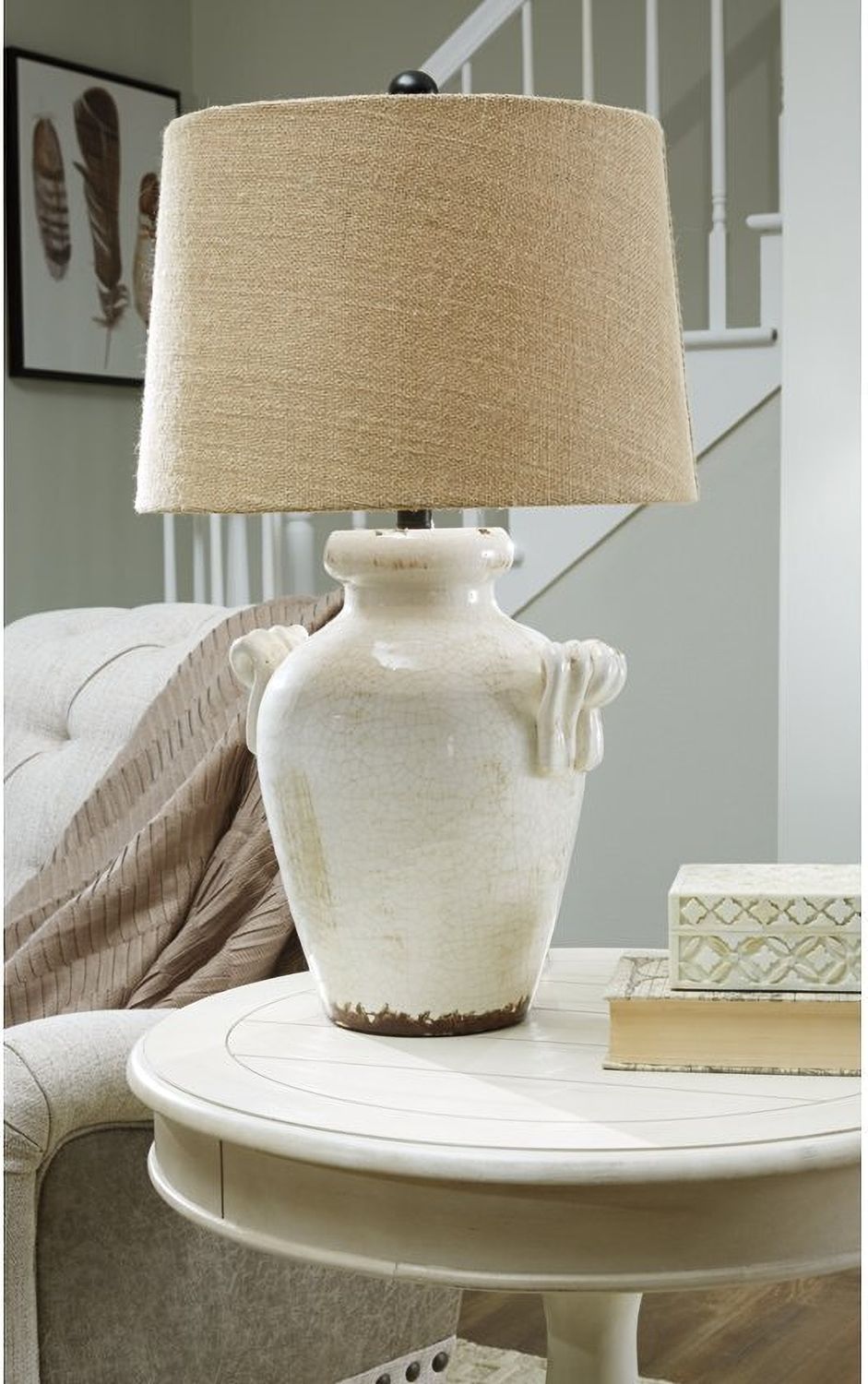 Emelda Cream Ceramic Table Lamp L100664