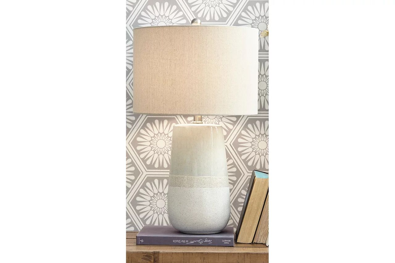 Shavon Beige And White Table Lamp L100724