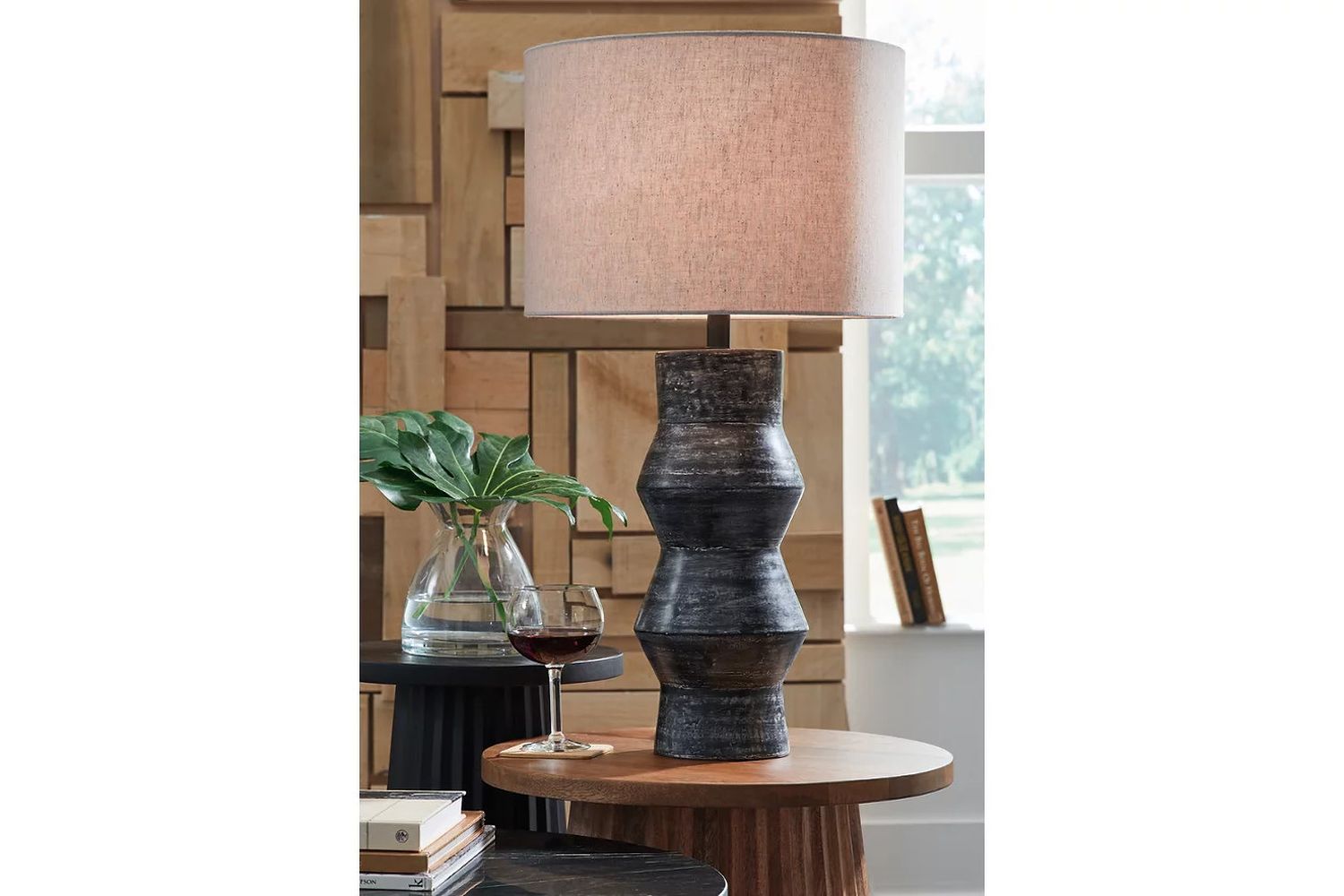 Kerbert Table Lamp In Distressed Black L100824