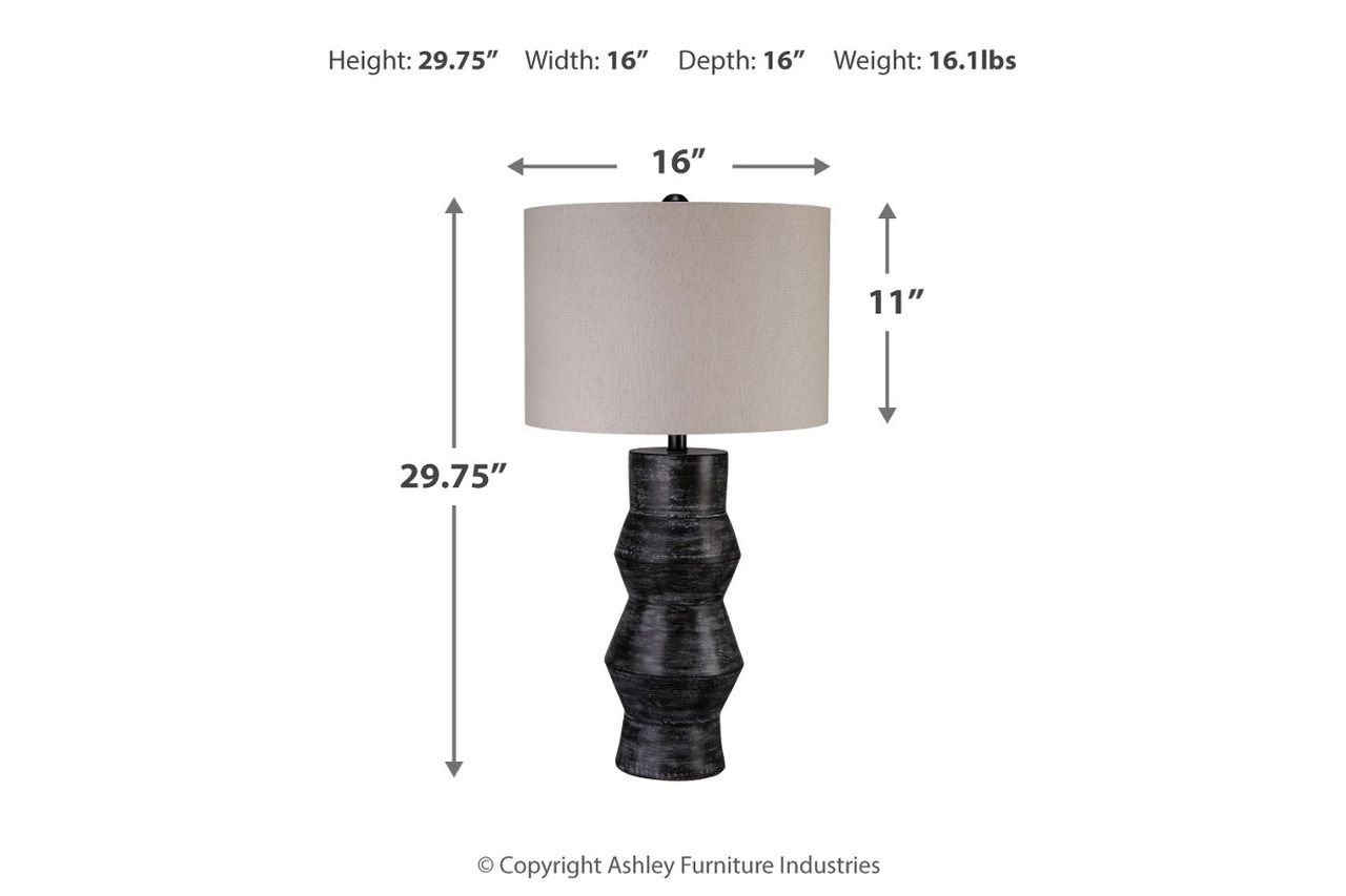 Kerbert Table Lamp In Distressed Black L100824
