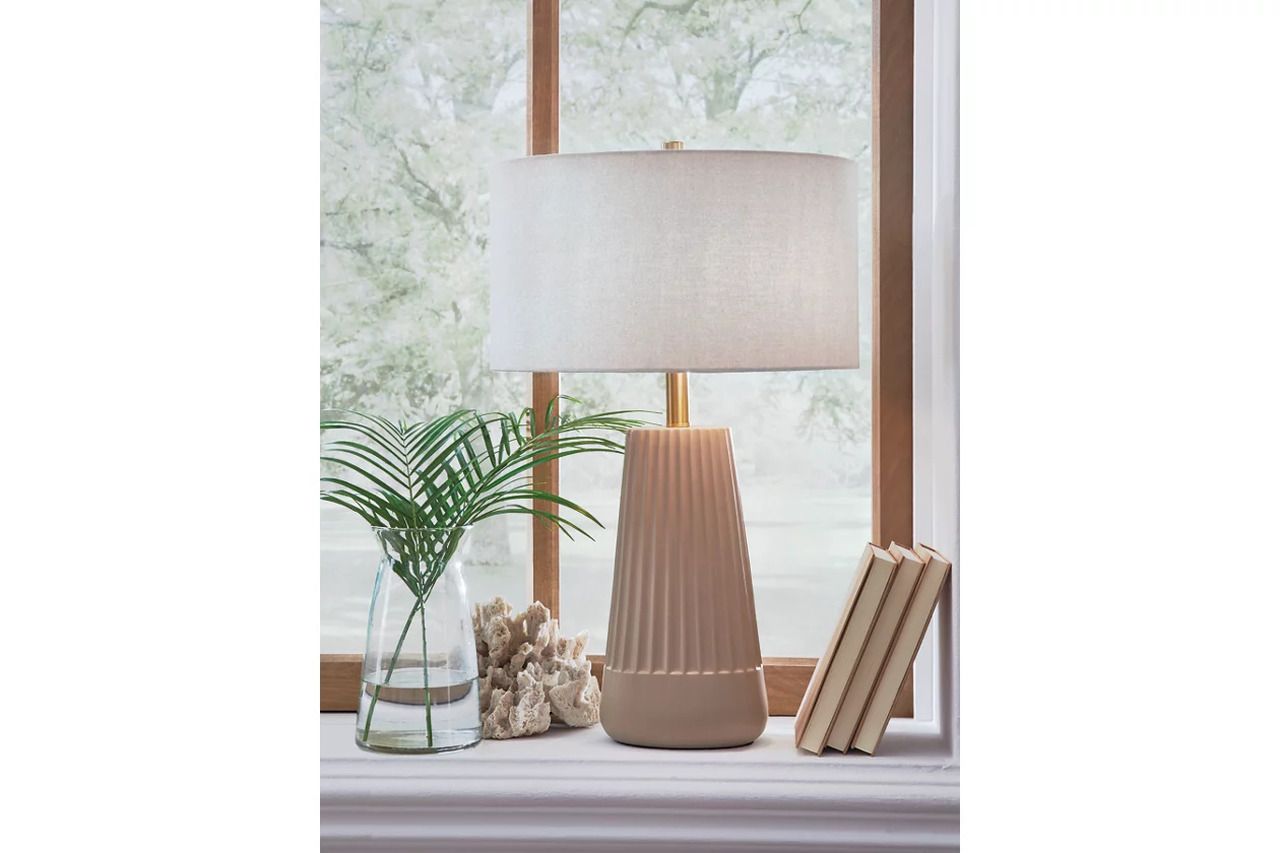 Dellner Ceramic Table Lamp In Mocha L100854