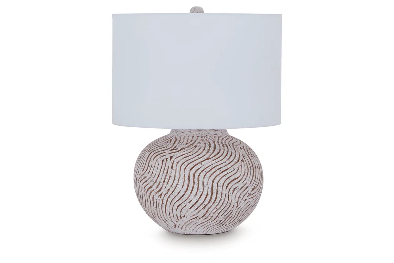 Vien Terracotta Table Lamp In Distressed White L100894