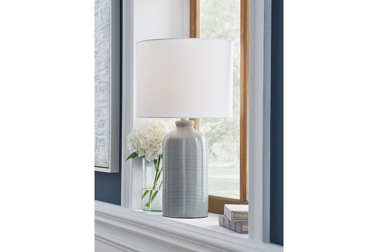 Wimlow Ceramic Table Lamp In Gray Blue L100924