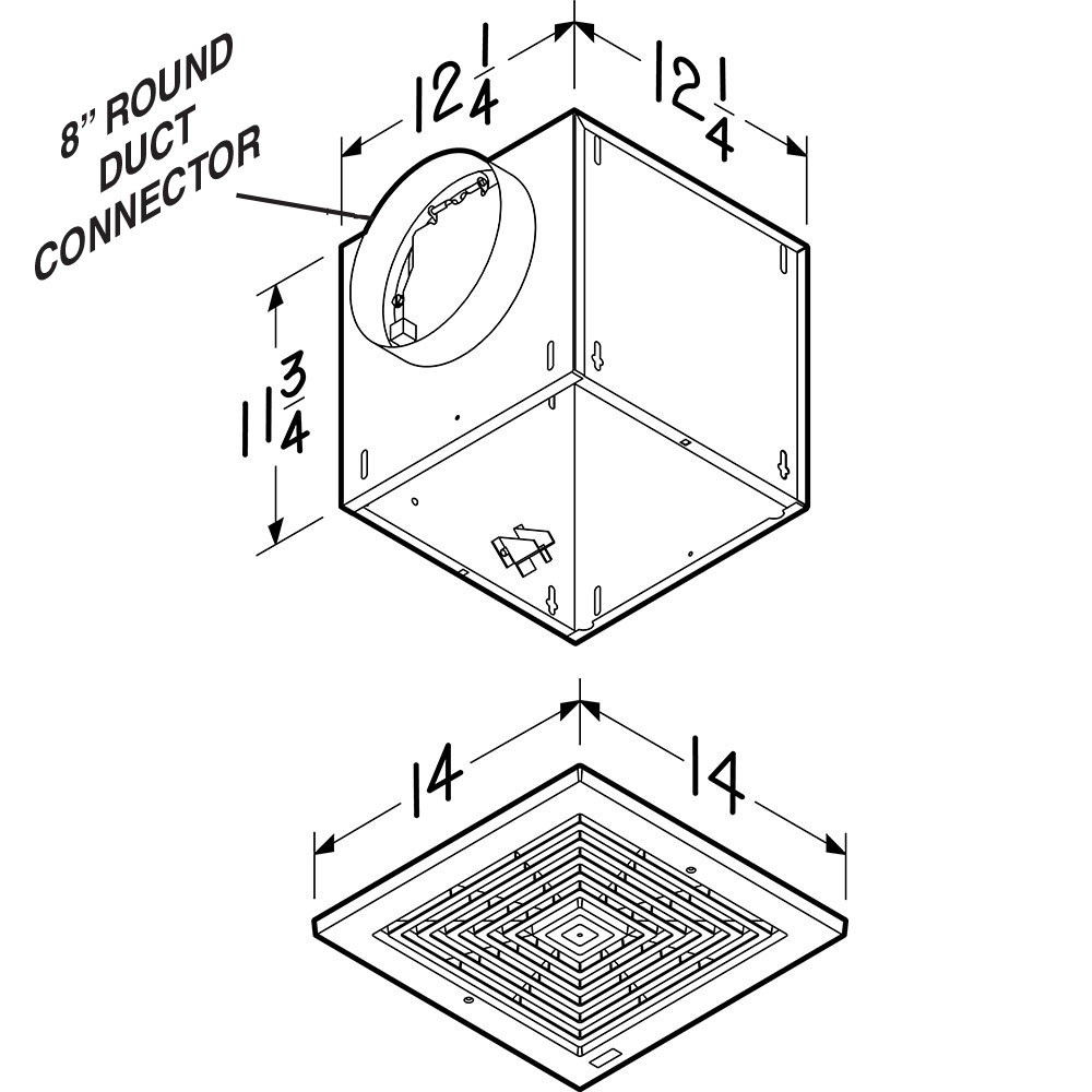 High-Capacity, Light Commercial 130 CFM Ceiling Mount Ventilation Fan, 0.3 Sones L100E