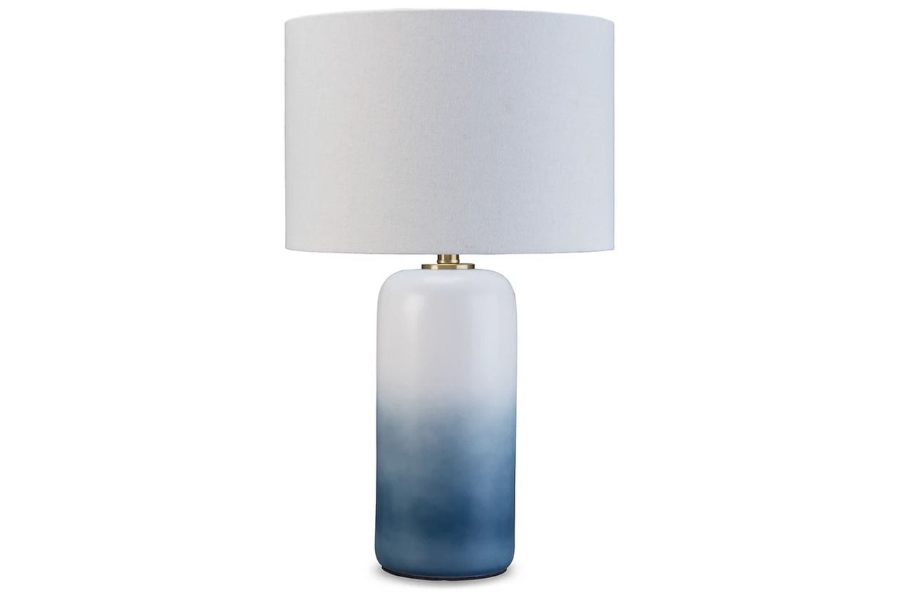 Lemrich White And Teal Ceramic Table Lamp L123874