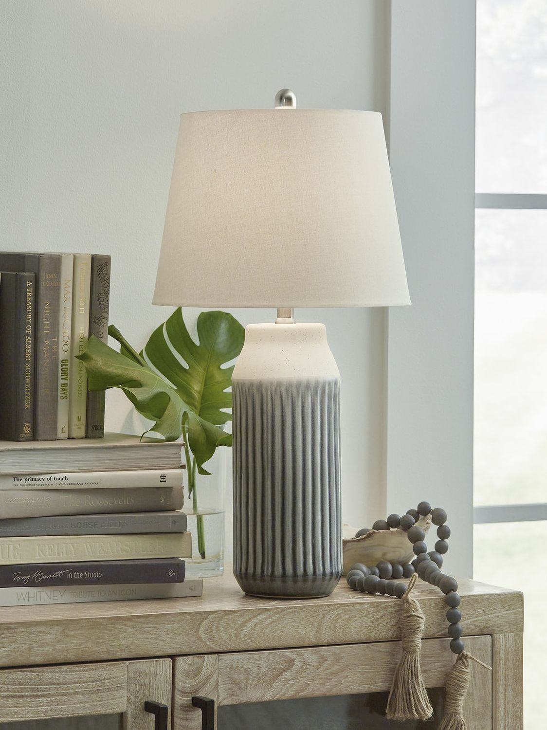 Afener Blue and Beige Table Lamp Set of 2 L177984