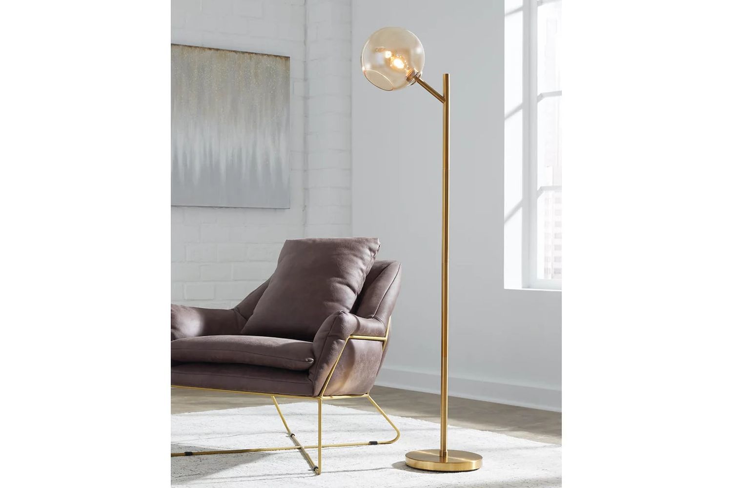 Abanson Amber/Gold Metal Floor Lamp L206021