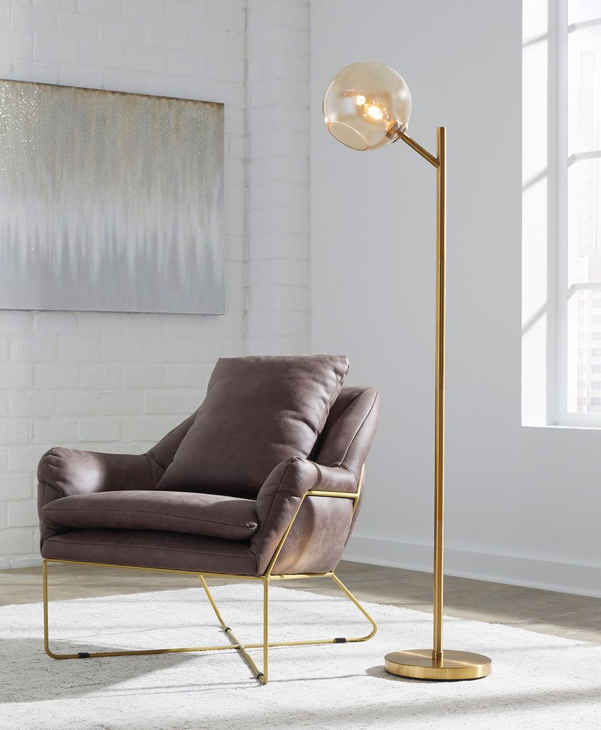 Abanson Amber/Gold Metal Floor Lamp L206021