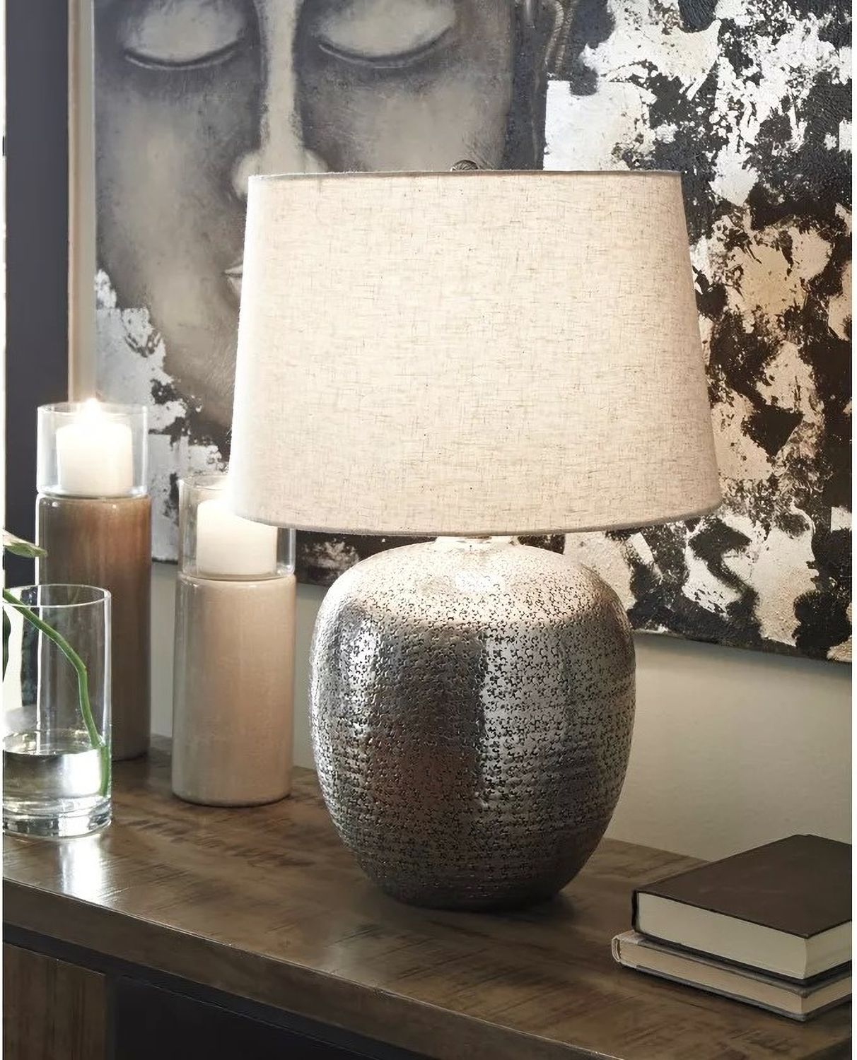 Magalie Antique Silver Metal Table Lamp L207314