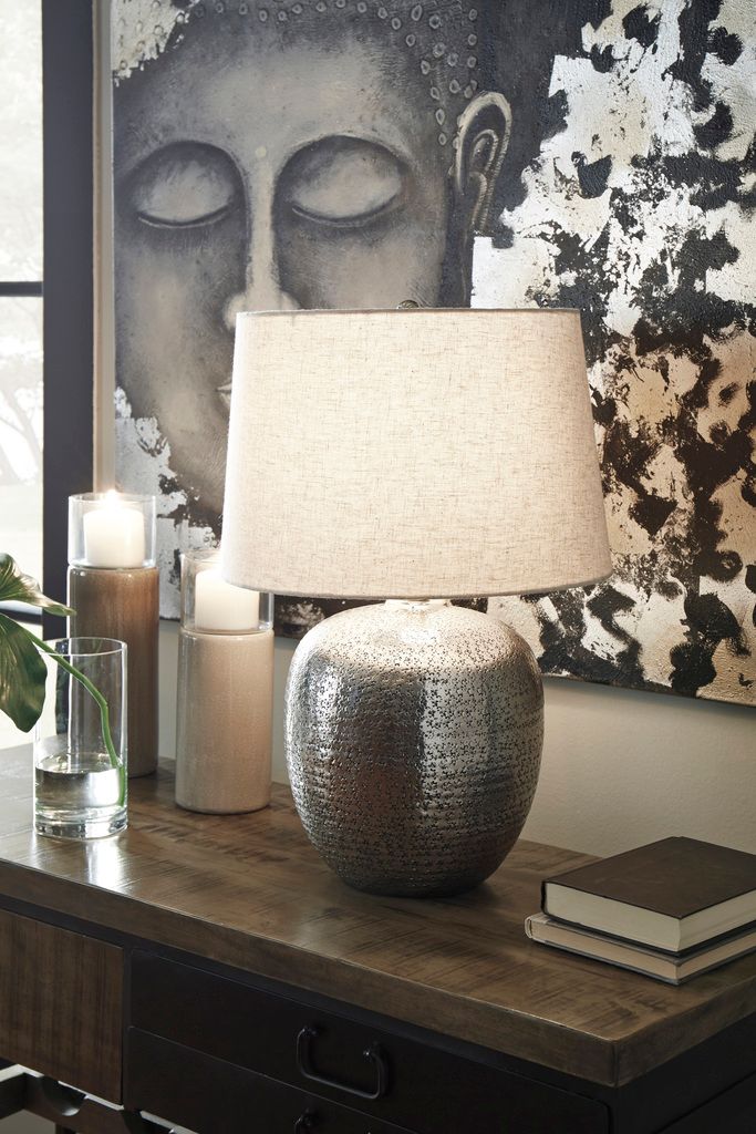 Magalie Antique Silver Metal Table Lamp L207314