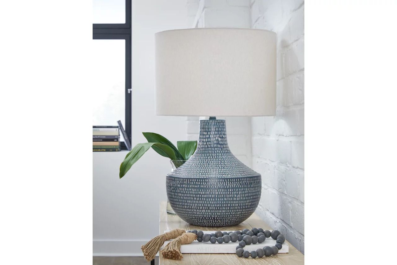 Schylarmont Table Lamp In White and Antique Gray L207474