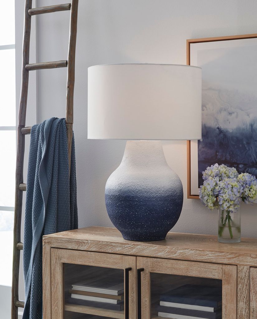Dashland Table Lamp In Navy and White L207514