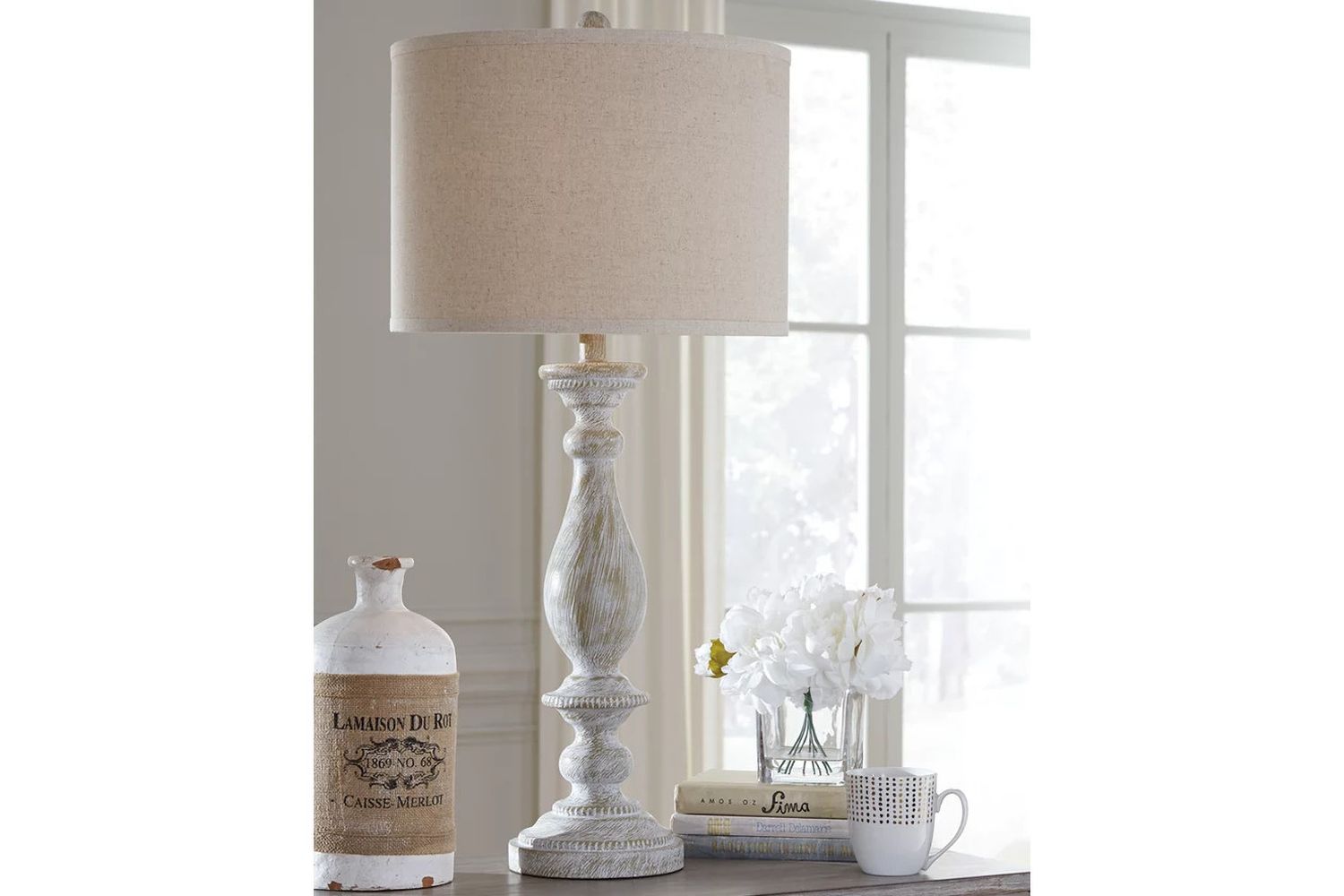 Bernadate Whitewash Poly Table Lamp Set of 2 L235344