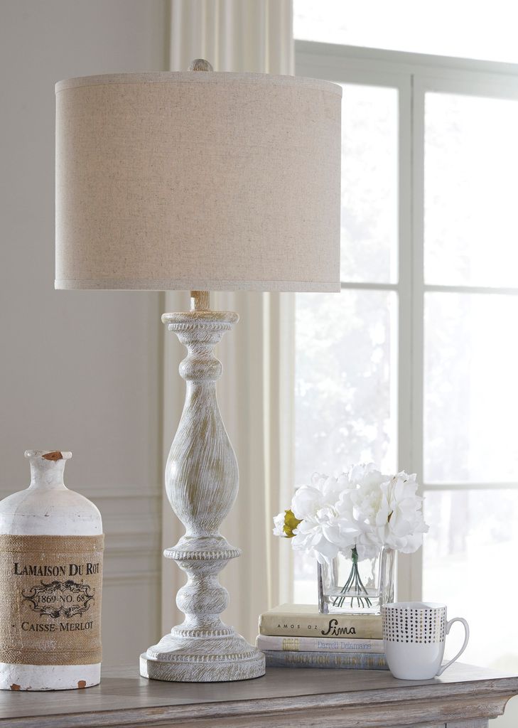 Bernadate Whitewash Poly Table Lamp Set of 2 L235344