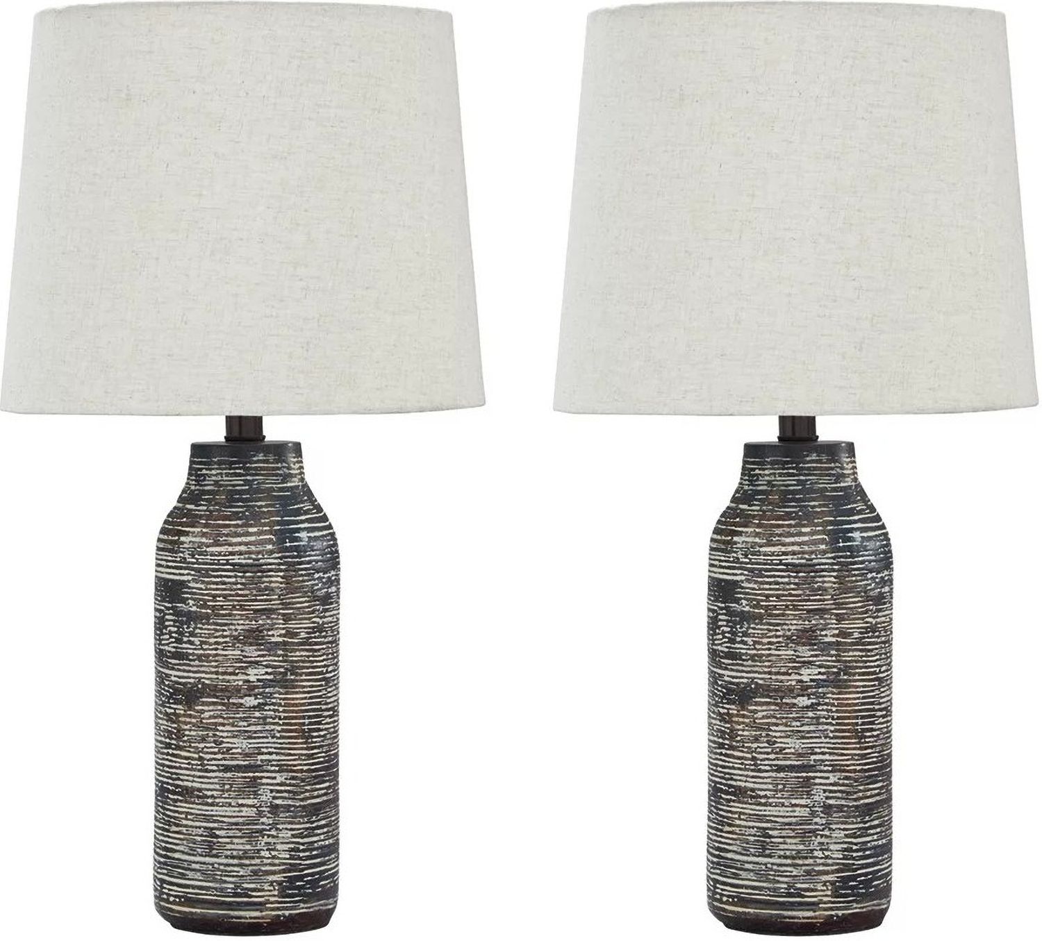 Mahima Black and White Paper Table Lamp Set of 2 L235584