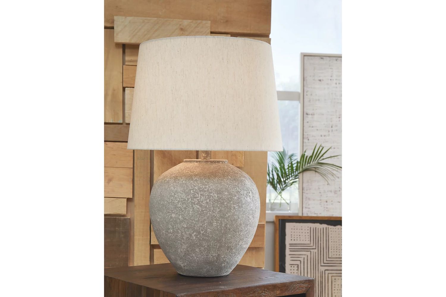 Dreward Distressed Gray Paper Table Lamp L235694
