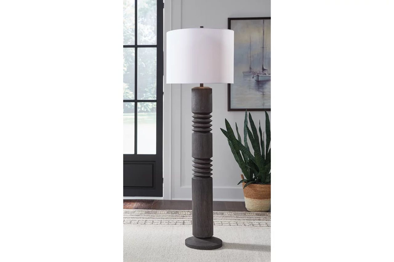 Fainwell Floor Lamp In Distressed Black L235861
