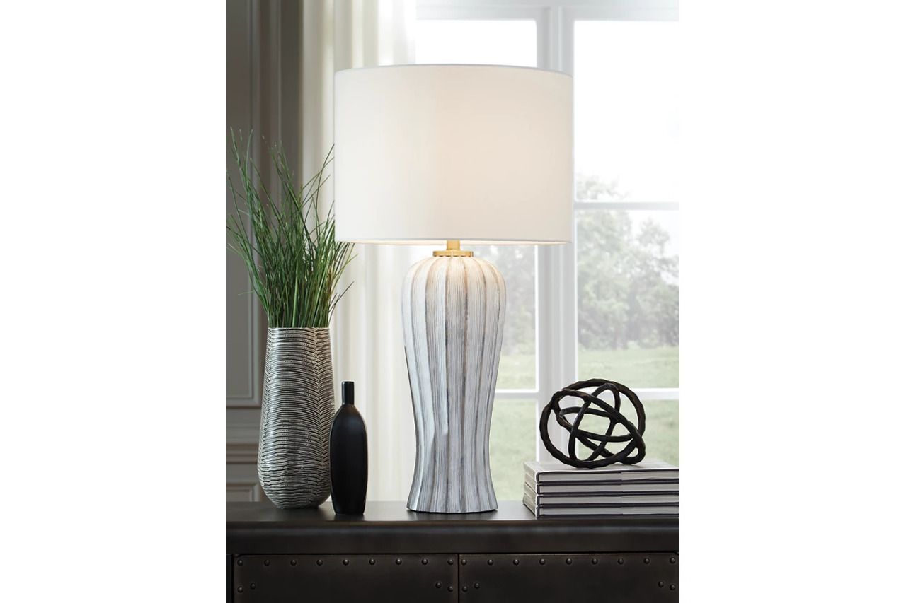 Lanwell Table Lamp In Antique Gray L235894