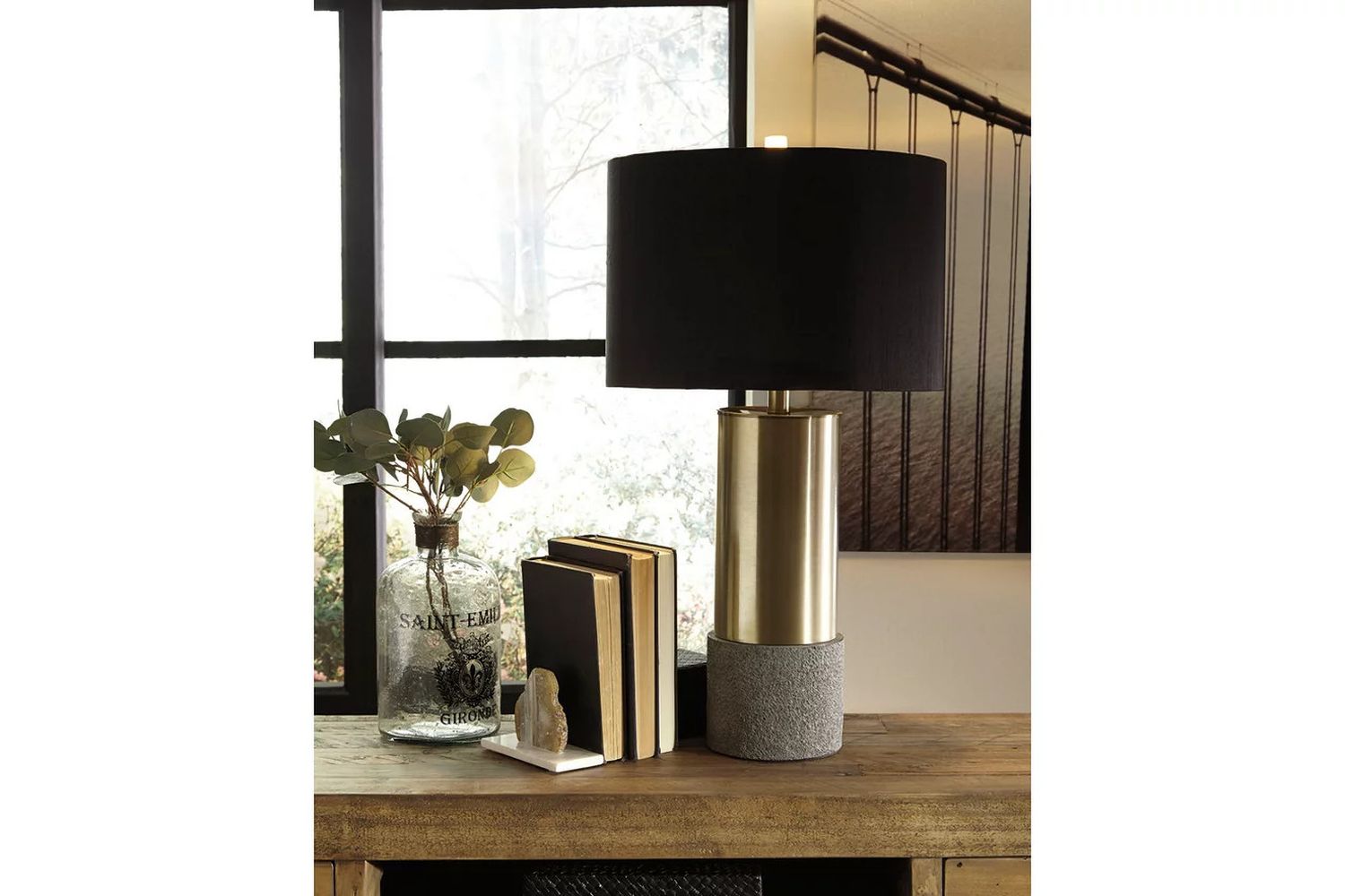 Jacek Gray and Brass Metal Table Lamp Set of 2 L243164
