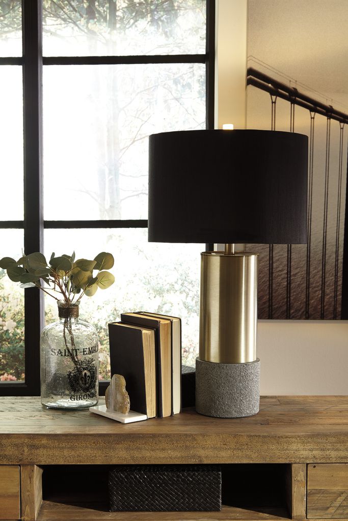 Jacek Gray and Brass Metal Table Lamp Set of 2 L243164