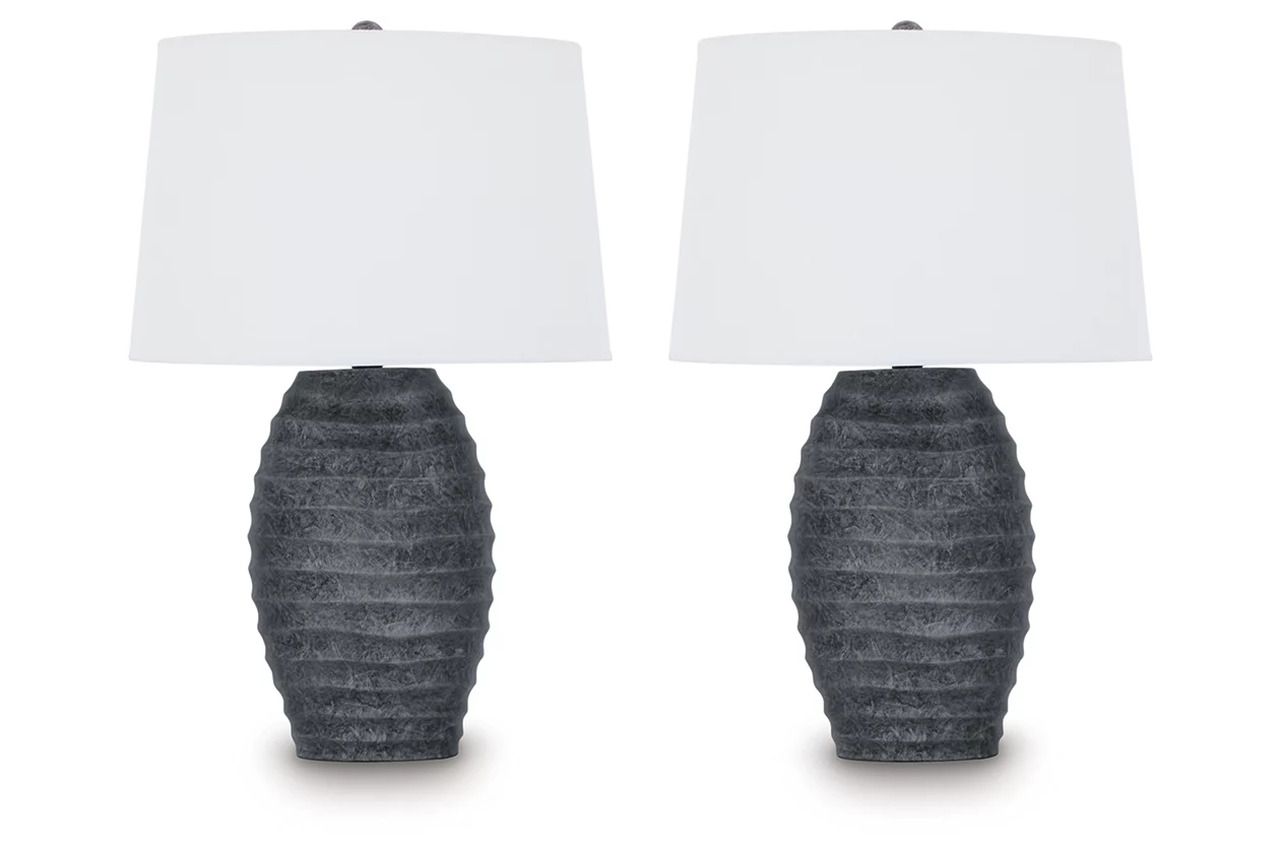 Caronick polyresin Table Lamp Set of 2 In Antique Silver L243684