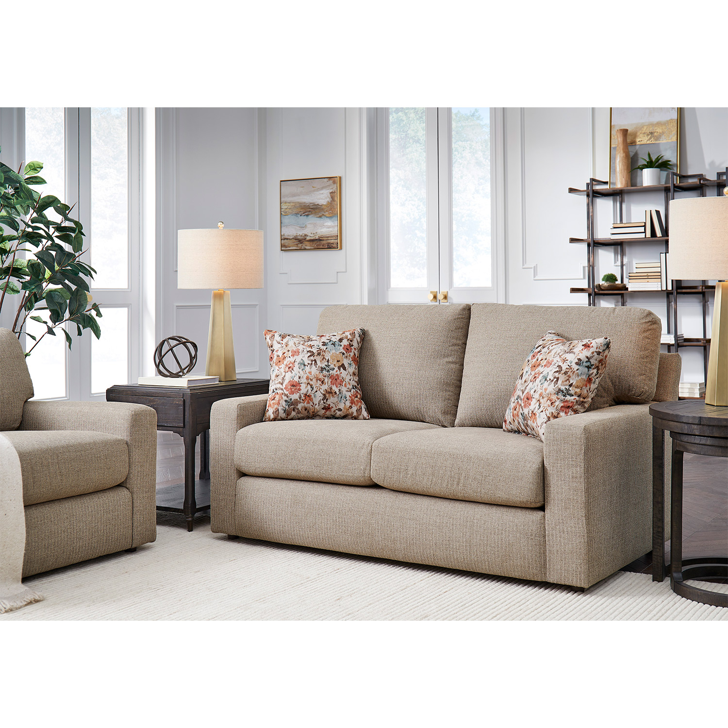 Dovely - Transitional, Stationary Loveseat W/ 2 Pillows - L25 L25