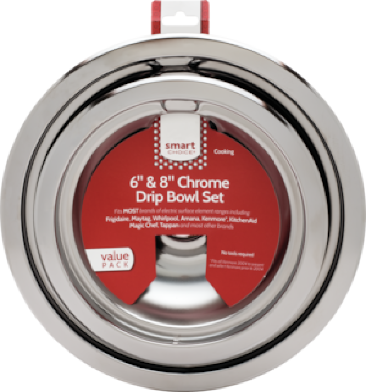 6" and 8" Chrome Drip Bowl Set, Fits Most L304458797