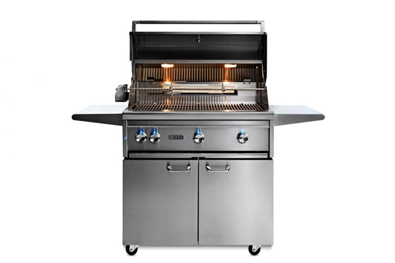 36” Professional Freestanding Grill with 1 Trident Infrared Burner and 2 Ceramic Burners and Rotisserie L36TRFLP