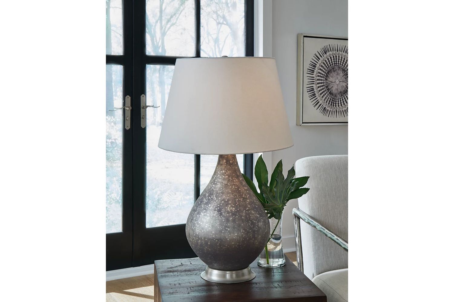 Bluacy Antique Gray Glass Table Lamp L430834