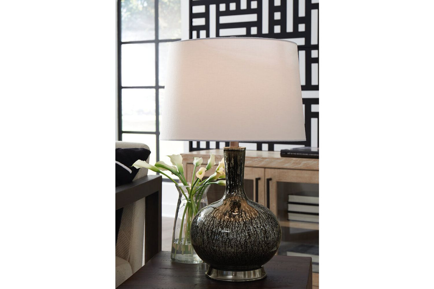Tenslow Antique Black Glass Table Lamp L430844