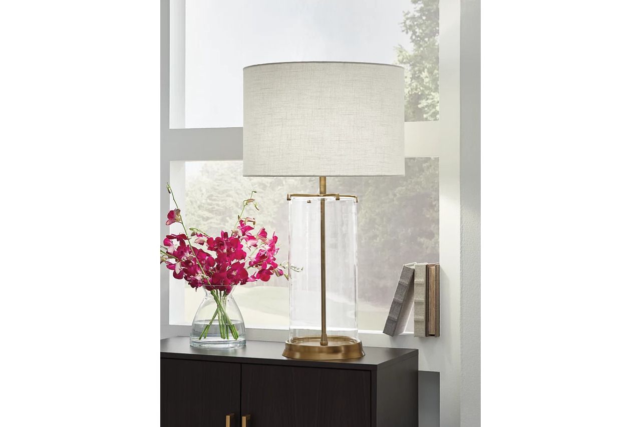 Gizeh Glass Table Lamp In Clear and Gold L430954