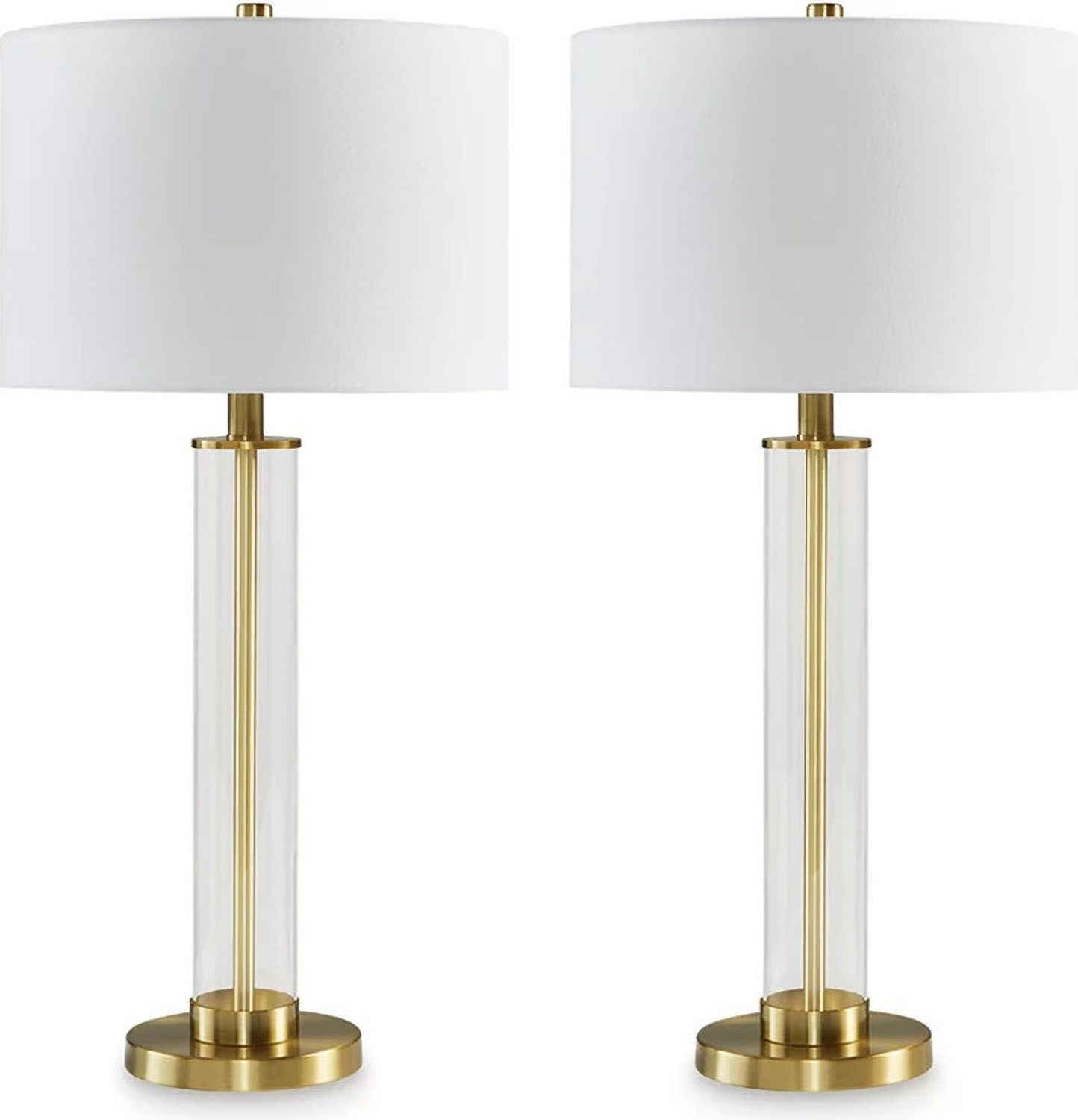 Orenman Clear And Brass Finish Glass Table Lamp Set of 2 L431584