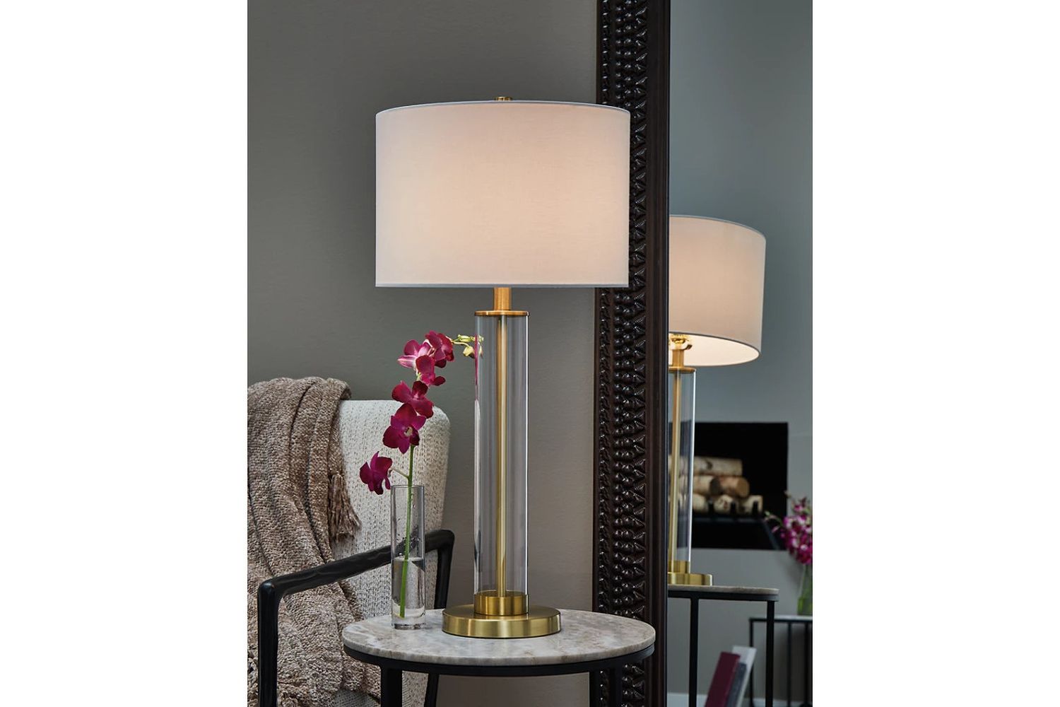 Orenman Clear And Brass Finish Glass Table Lamp Set of 2 L431584