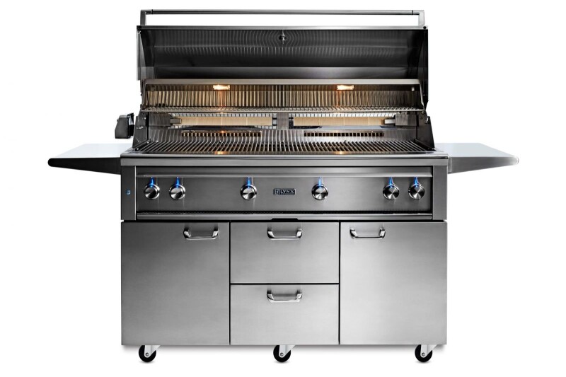 54” Professional Freestanding grill with 1 trident infrared burner and 3 ceramic burners and rotisserie L54TRFLP