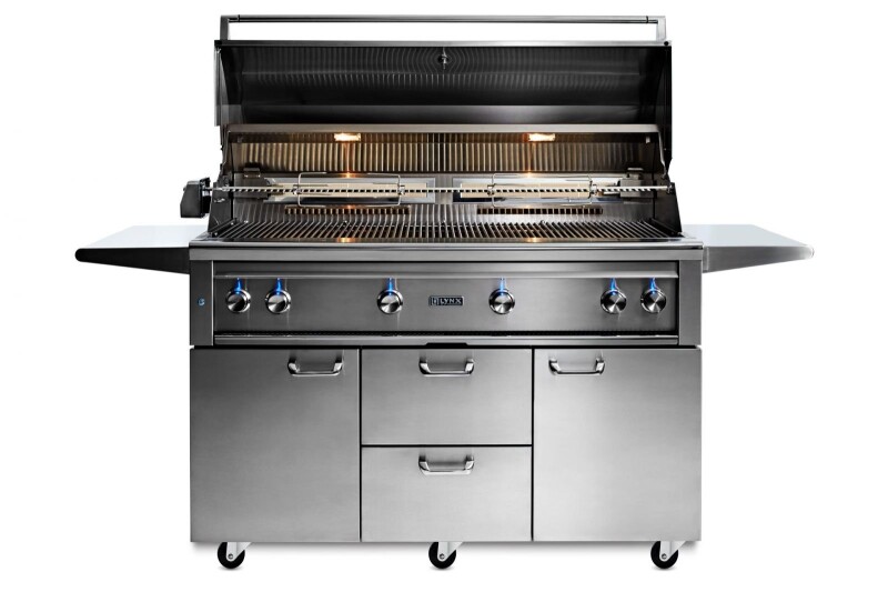 54” Professional Freestanding grill with 1 trident infrared burner and 3 ceramic burners and rotisserie L54TRFNG