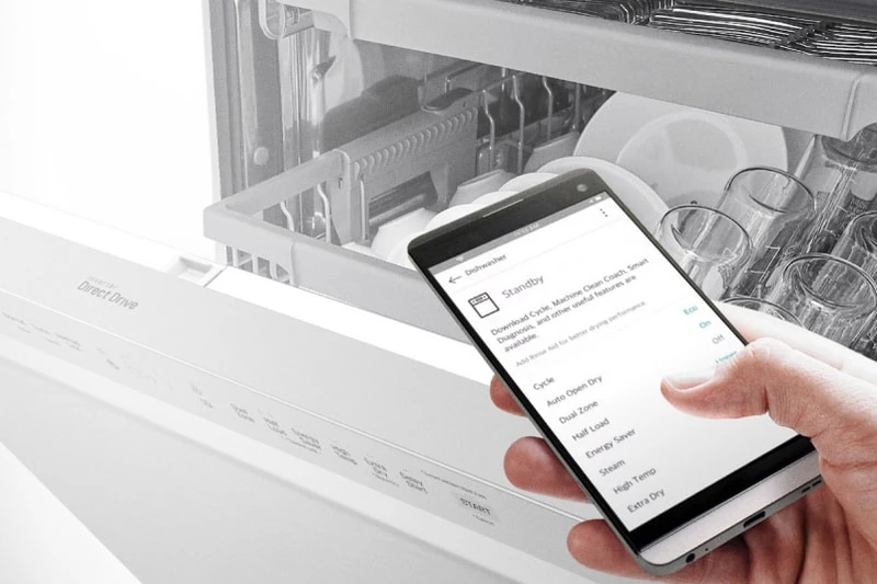 Download new cycles from your phone to your dishwasher